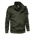 Giacca militare cargo da uomo in cotone verde oliva con multitasche e design a collo alto - M / Verde Militare