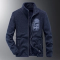 Giacca da uomo in pile blu scuro con collo alto e tasca sul petto con zip per l'inverno - M / Blu scuro