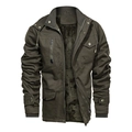 Chaqueta táctica verde militar forrada de vellón con bolsillos y puños acanalados - M / Verde Militar