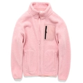 Veste en polaire sherpa rose avec col montant et fermeture éclair pour l'hiver - M / Rose - Femmes