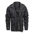 Chaqueta cargo negra para hombre con forro polar y diseño militar multibolsillo - M / Negro