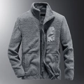 Giacca in pile grigio scuro da uomo con collo alto e cerniera intera per l'inverno - M / Grigio