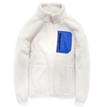 Veste unisexe en polaire crème avec poche poitrine bleue et col montant zippé chaud - M / Blanc Ivoire - Femmes