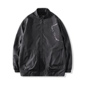 Herren Windjacke in Schwarz mit Stehkragen und weißen Kontrastnähten im Detail - L / Schwarz