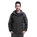 Veste outdoor homme avec design color-block gris foncé et vert et capuche fixe - M / Noir Patchwork
