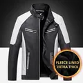 Herren PU-Lederjacke in Slim Fit mit Fleece-Futter und Schwarz-Weiß-Kontrast - S / Schwarz