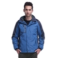 Veste outdoor homme bleu marine avec empiècements gris et doublure polaire verte - M / Bleu Denim Patchwork