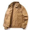 Men's vintage corduroy jacket in camel brown with button closure and chest pocket - M / Khaki