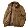 Men's vintage brown corduroy jacket with classic lapel and single chest pocket details - M / Coffee