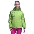 Women's outdoor waterproof 3-in-1 hiking jacket in green with pink pants set - M / Fruit Green Patchwork