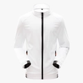 Veste de protection solaire blanche légère pour hommes avec zip noir et col montant - M / Blanc