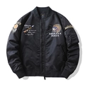 Men's black flight jacket with American Indian embroidery and dreamcatcher print - M / Black