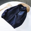Giacca in pile teddy blu scuro con colletto rialzato e tasca con zip in vista piatta - M / Blu Profondo (Uomo)