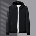 Men's loose black sun protection jacket with hood and SUPE lettering print decoration - M / Black