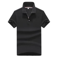Polo de hombre negro de manga corta con detalle de cinta tricolor en el cuello y la tapeta - M / Negro