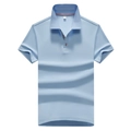 Polo de hombre azul claro de manga corta en algodón piqué transpirable con cuello levantado - M / Azul