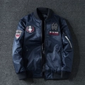Chaqueta bomber MA-1 azul marino con bordado New York Rocket y bolsillo con cremallera - M / Estándar / Azul