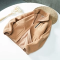 Camel teddy fleece zip-up jacket with stand collar and contrast chest pocket - M / Men's Camel