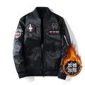 Chaqueta bomber MA1 negra para hombre con bordados y forro acolchado grueso - M / Acolchado Grueso / Negro