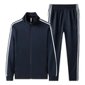 Survêtement homme bleu marine avec rayures blanches latérales et veste zippée casual - S / Bleu foncé
