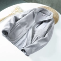 Men's and women's gray sherpa fleece jacket with standing collar and zipper pocket - M / Women's Light Gray