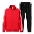Survêtement homme deux pièces avec veste rouge zippée et pantalon à rayures noires - S / Rouge