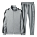 Ensemble survêtement gris pour homme avec veste zippée et rayures latérales sport - S / Gris clair
