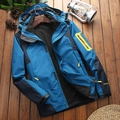 Veste à capuche 3 en 1 outdoor bleue imperméable avec doublure polaire et poignets ajustables - M / Bleu Denim (Homme)