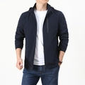 Men's dark blue hooded casual jacket with four-way stretch for spring and autumn - M / Dark Blue
