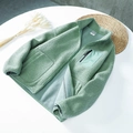 Men's and women's warm light green teddy fleece zip-up jacket with vertical chest pocket - M / Women's Retro Green