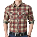 Chemise à carreaux rouge et vert pour homme à manches longues avec poches à rabat - M / Rouge
