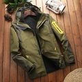 Army green three-in-one waterproof outdoor jacket with black fleece inner and hood - M / Army Green (Men)