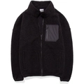 Unisex black sherpa fleece jacket with standing collar and grey chest zip pocket - M / Black - Men