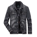 Giacca di jeans nera lavata da uomo con colletto a rever e rivetti in vista piatta 3D - M / Grigio Carbone