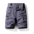 Pantaloncini cargo da uomo blu ardesia con tasche multiple con zip e design casual - S / grigio scuro