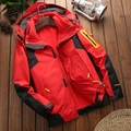 Waterproof red and black 3-in-1 outdoor jacket with detachable fleece lining - M / Red (Women)