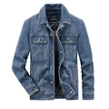 Giacca di jeans blu lavato classica da uomo con colletto a rever e bottoni in metallo - M / Azzurro