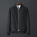 Chaqueta casual negra de primavera para hombre con bolsillos y cuello tipo béisbol - M / Negro