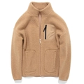 Veste en polaire sherpa chaude couleur chameau avec poche zippée verticale pour hommes et femmes - M / Jaune Brun - Femmes