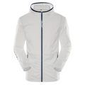 Veste blanche de protection solaire pour hommes avec capuche et fermeture éclair bleue - M / Blanc Hommes