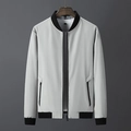 Chaqueta casual de hombre con cuello de béisbol en gris claro y negro en contraste - M / Gris
