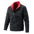 Giacca reversibile classica da uomo con colletto alla coreana nero, fodera rossa e logo - M / Nero (8870)