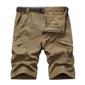 Khaki Outdoor Cargo-Shorts mit verstellbarem schwarzen Gürtel und Print-Detail - M / Khaki