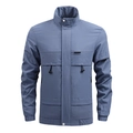 Men's blue-grey outdoor utility jacket with stand collar and cargo pockets - M / Blue