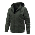 Chaqueta con capucha para hombre verde militar con cremallera y puños en fondo blanco - M / Verde