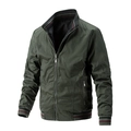 Blouson aviateur réversible vert foncé pour homme avec bords-côtes rayés et zips métalliques - M / Vert