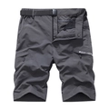 Dunkelgraue schnelltrocknende Cargo-Shorts für Herren mit Gürtel und Multitaschen - M / Dunkelgrau