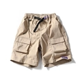 Pantaloncini cargo kaki da uomo con tasche utility e cintura in fettuccia inclusa - S / Cachi