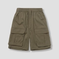 Short cargo pour homme en vert olive avec taille élastique à cordon et grandes poches - M / Vert Armée