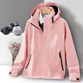 Women's outdoor windbreaker in butterfly pink with adjustable hood and zippered pockets - Women's Pink